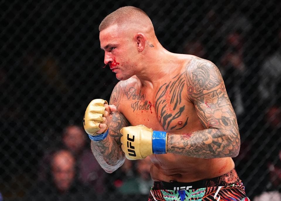 Dustin Poirier fighting in the UFC